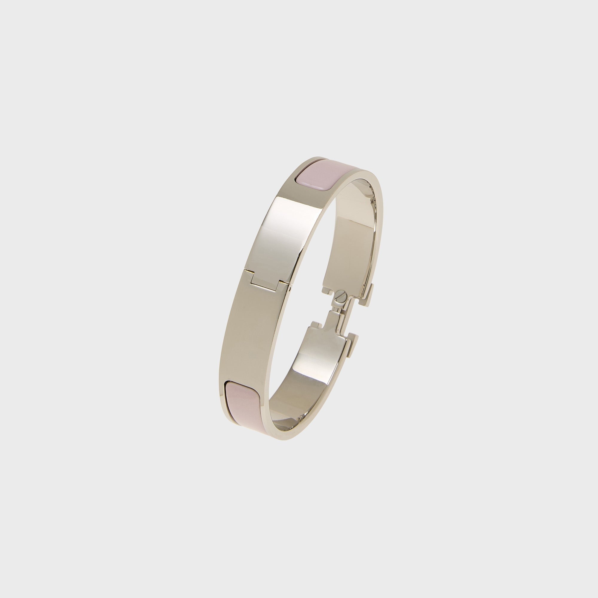 WGACA Hermes Clic Clac Narrow H Bracelet - Pink / Silver