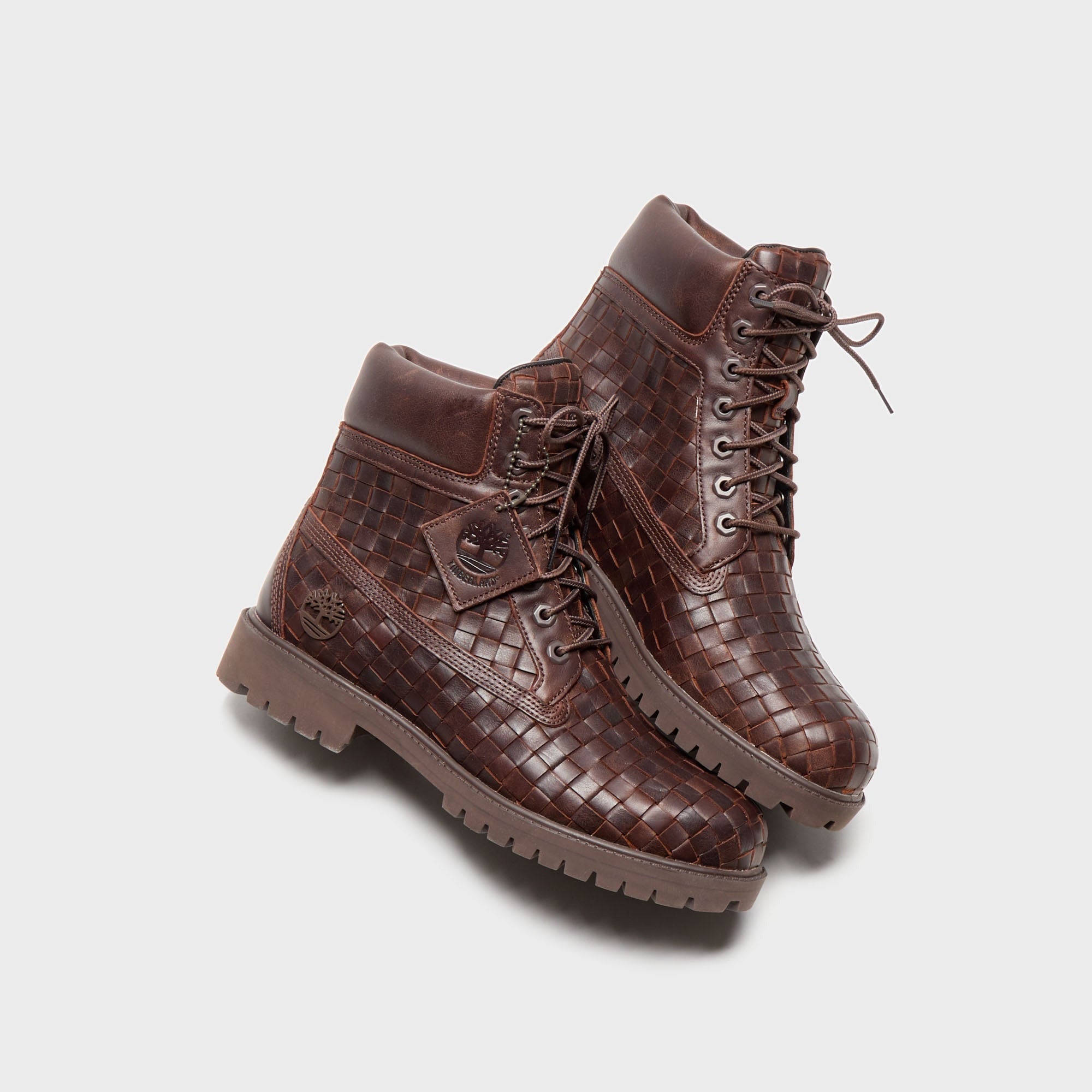 Timberland Woven 6-Inch Lace Up Full Grain Boot - Dark Brown
