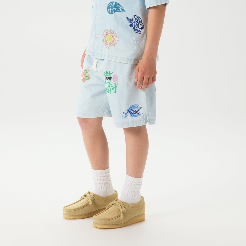 Kith Kids Novelty Thompson Camp Short - Light Indigo
