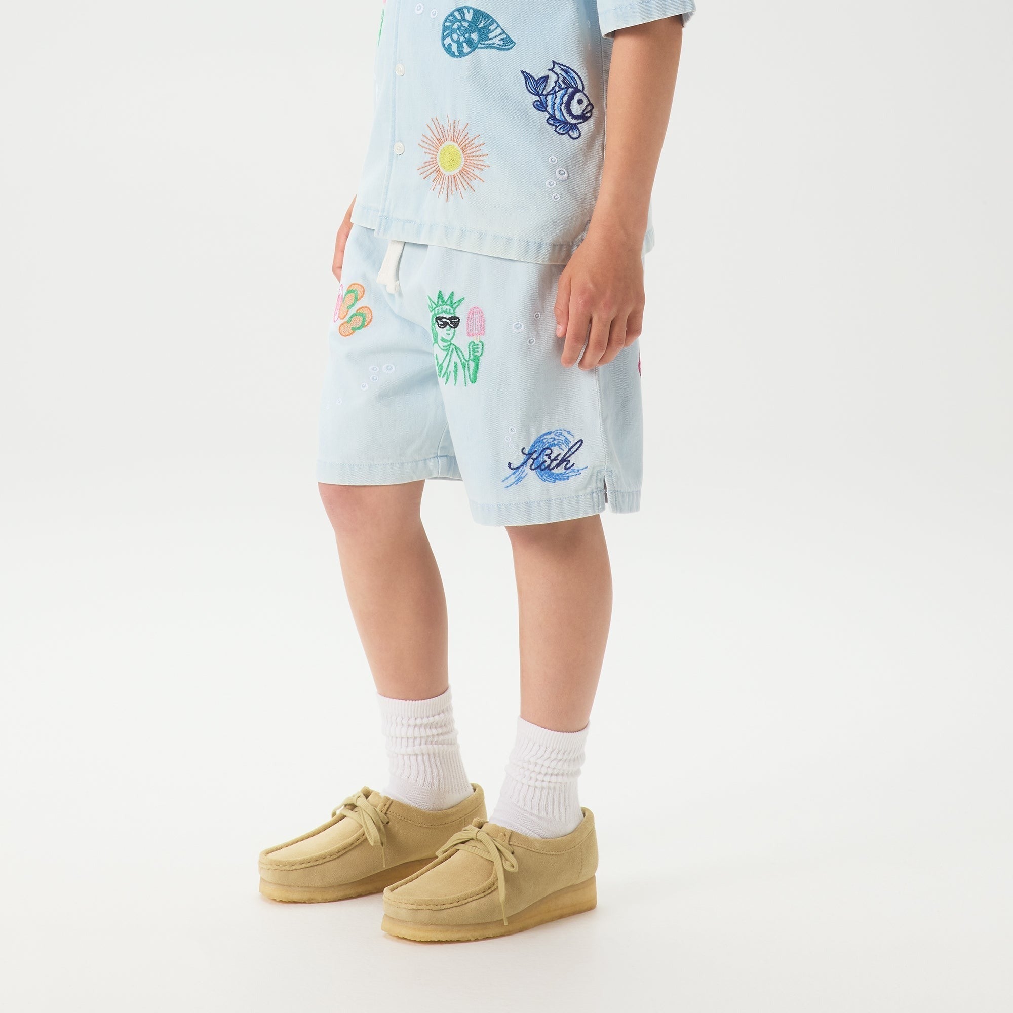Kith Kids Novelty Thompson Camp Short - Light Indigo