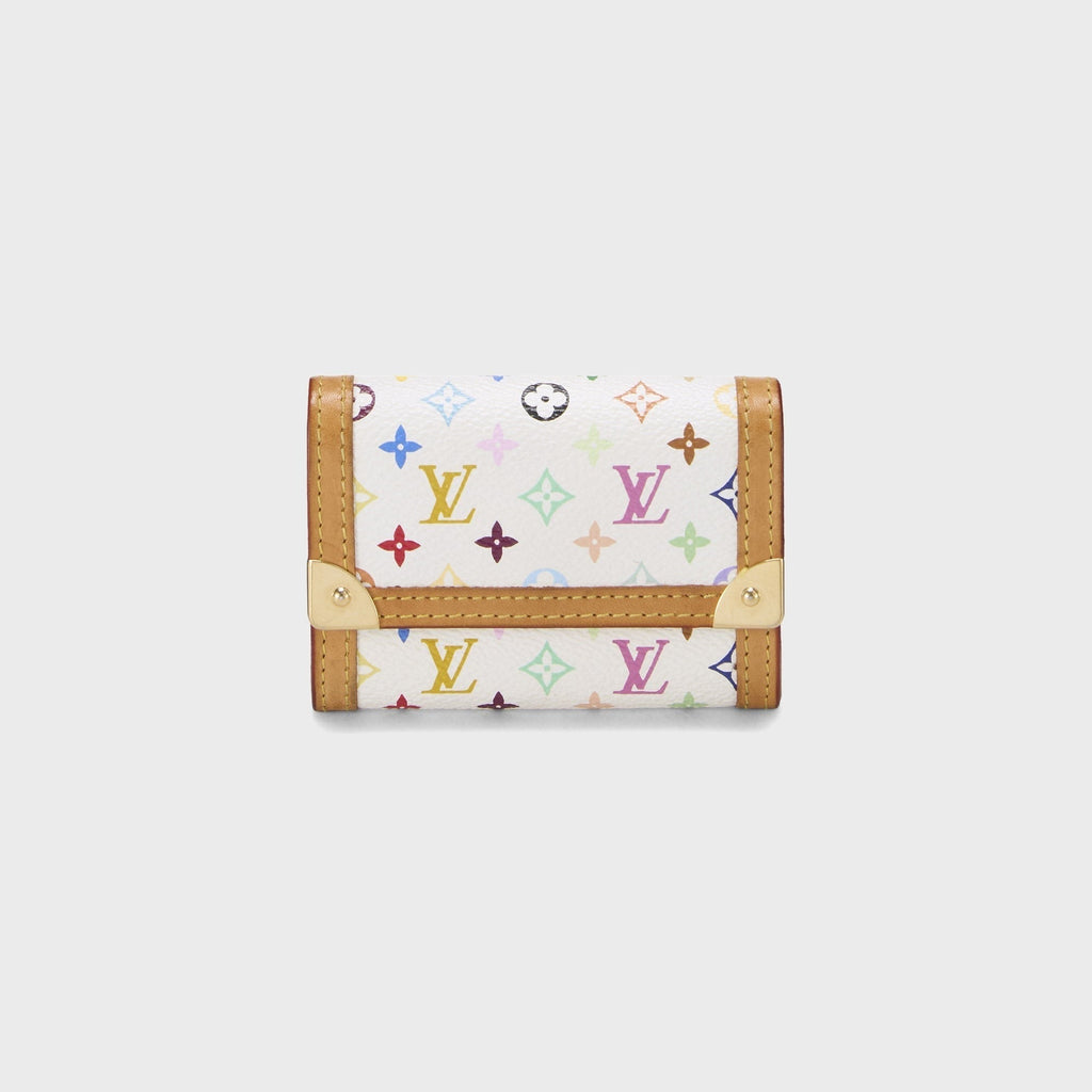 WGACA Louis Vuitton x Takashi Murakami Monogram Porte Monnaie Plat Coin Wallet- White / Multi