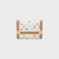 WGACA Louis Vuitton x Takashi Murakami Monogram Porte Monnaie Plat Coin Wallet- White / Multi