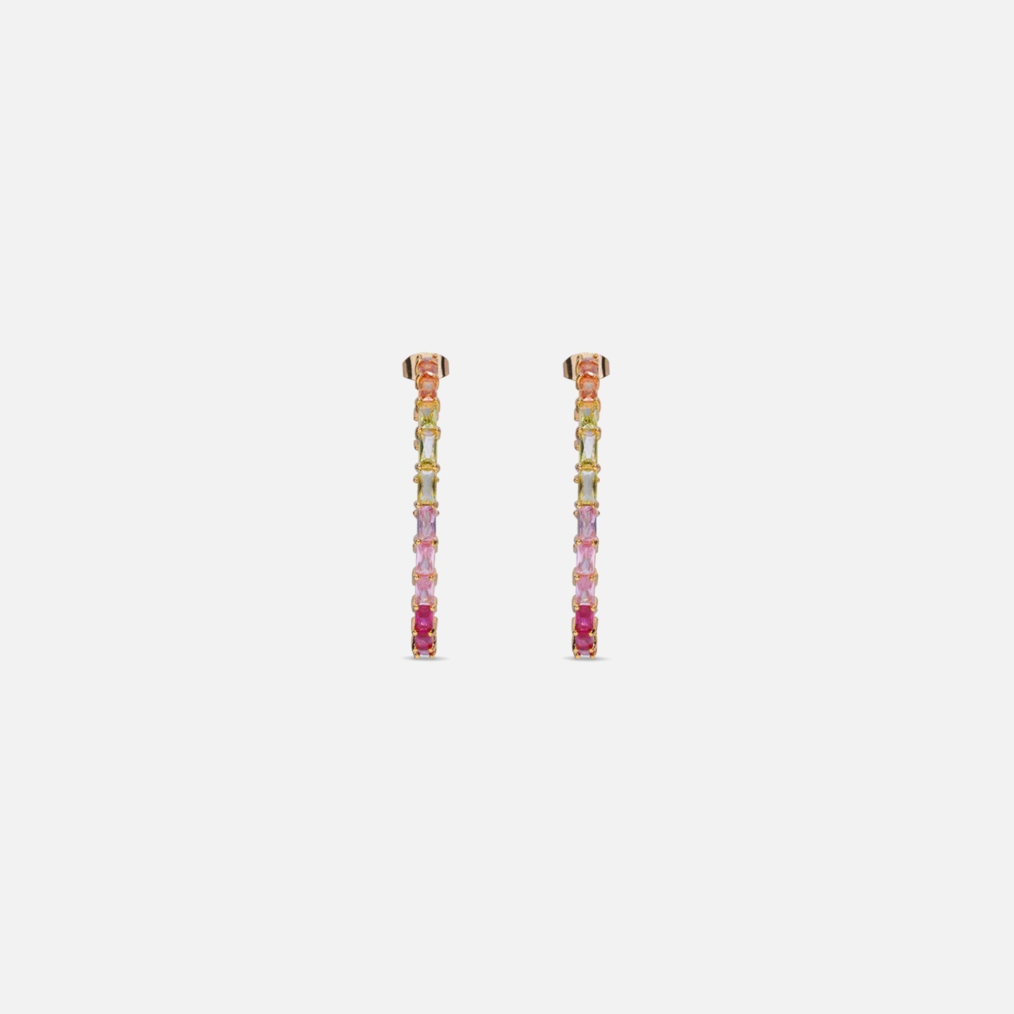 Crystal Haze Baguette Chakra Earrings - Multi