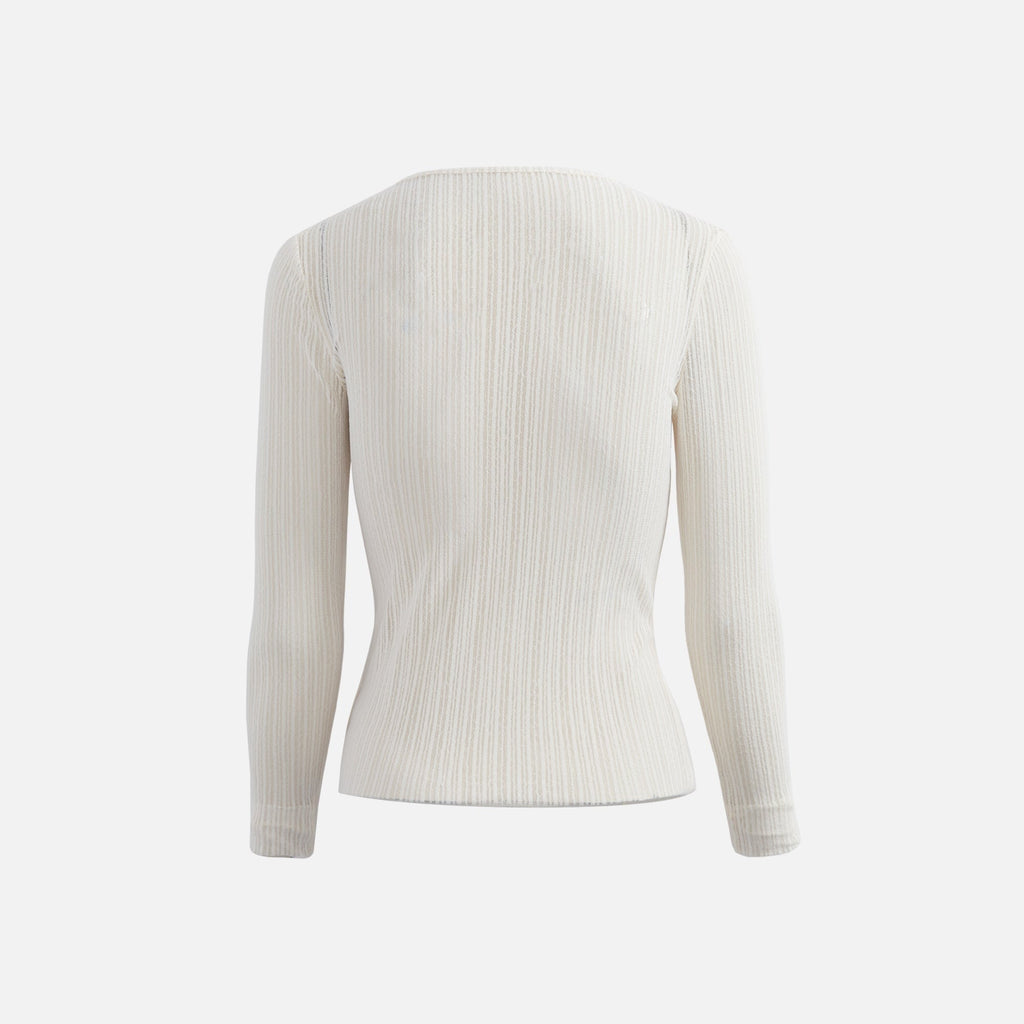 Second Skin Ribbed Crew Neck Long Sleeve - Eggshell
