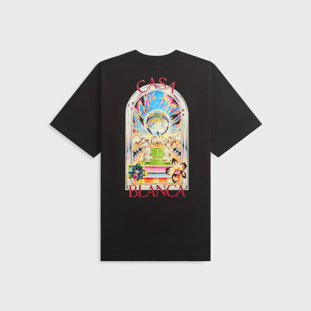 Casablanca Tennis Landscape Short Sleeve Tee - Black