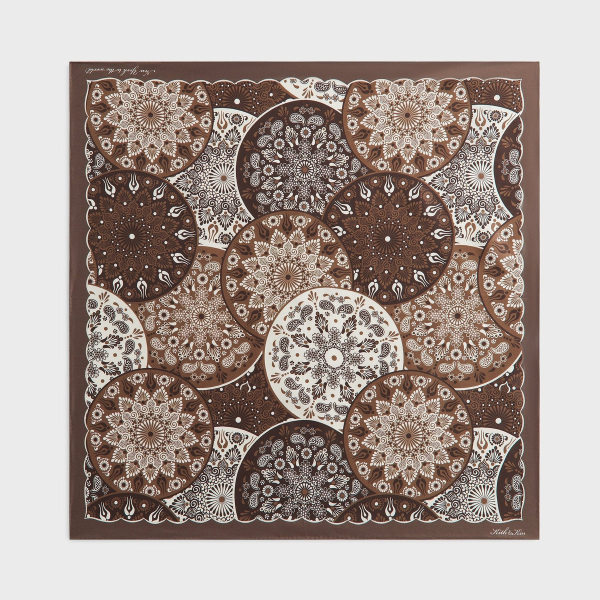 Kith Printed Mandala Silk Scarf - Woodland