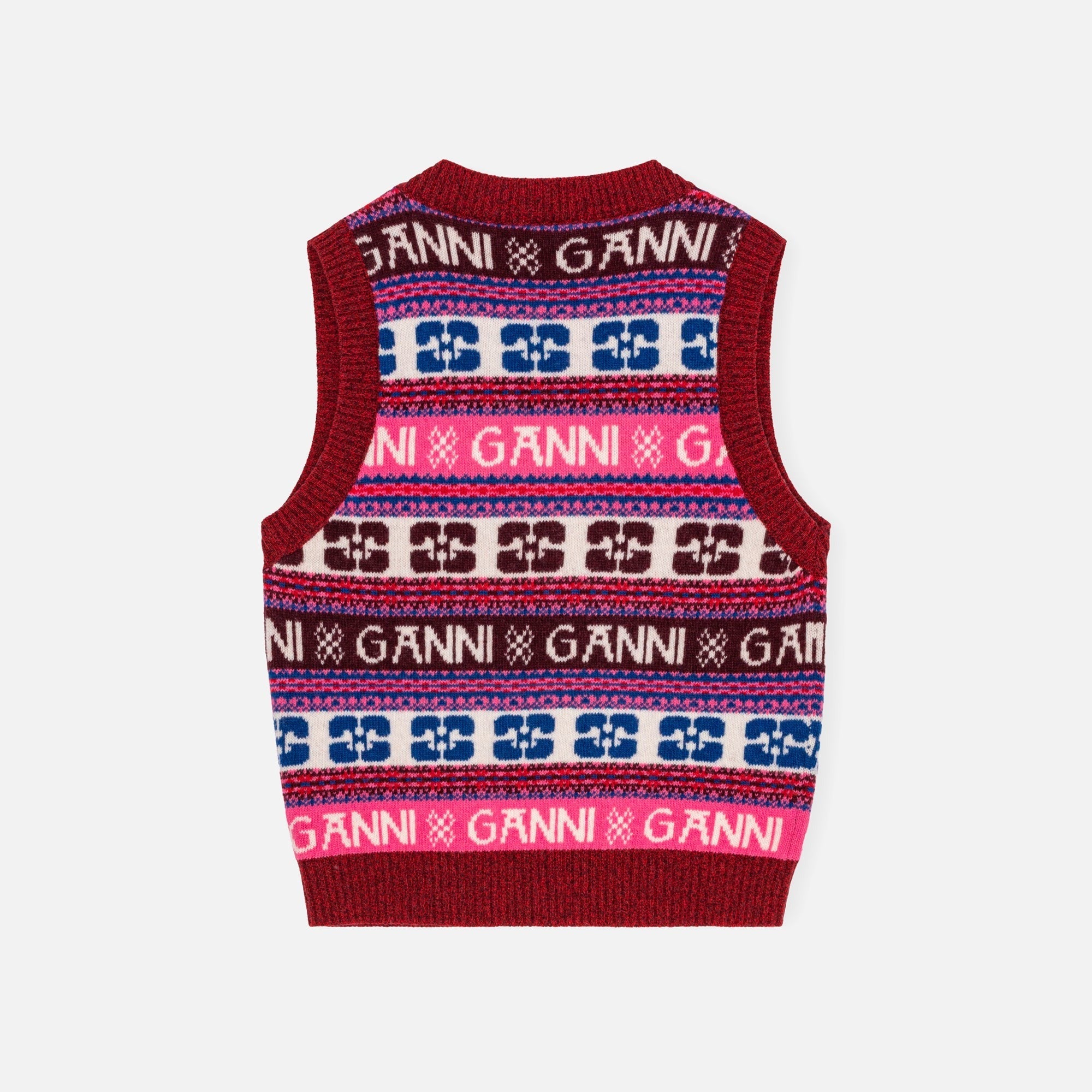 Ganni Logo Wool Mix Vest - Multi