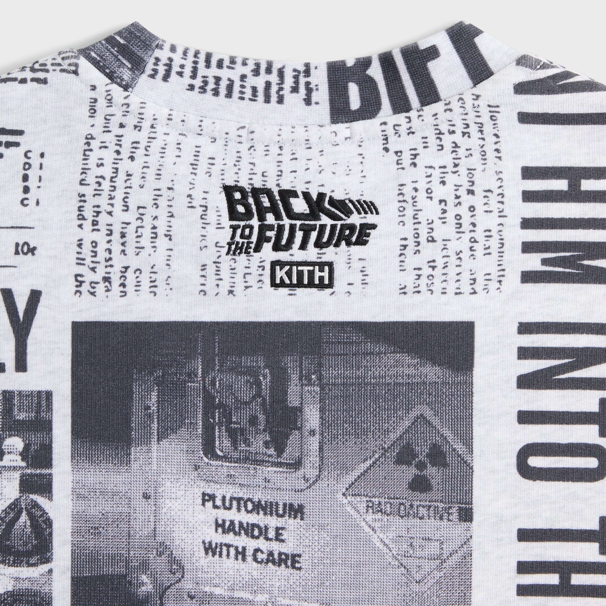 Kith for Back to the Future Newspaper All-Over Printed Nelson Crewneck - Light Heather Grey