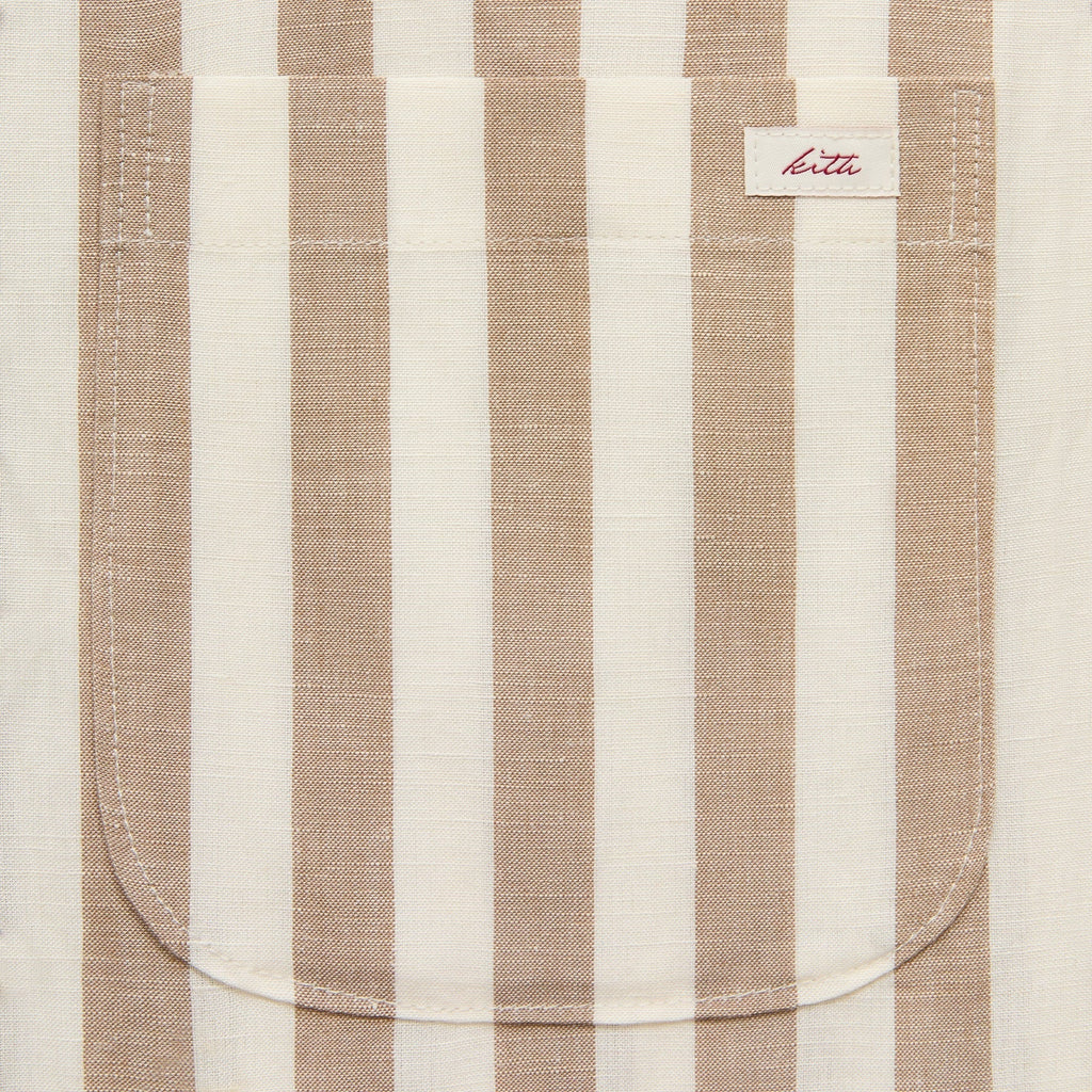 Kith Spun Silk Linen Stripe Paxton Buttondown - Chai