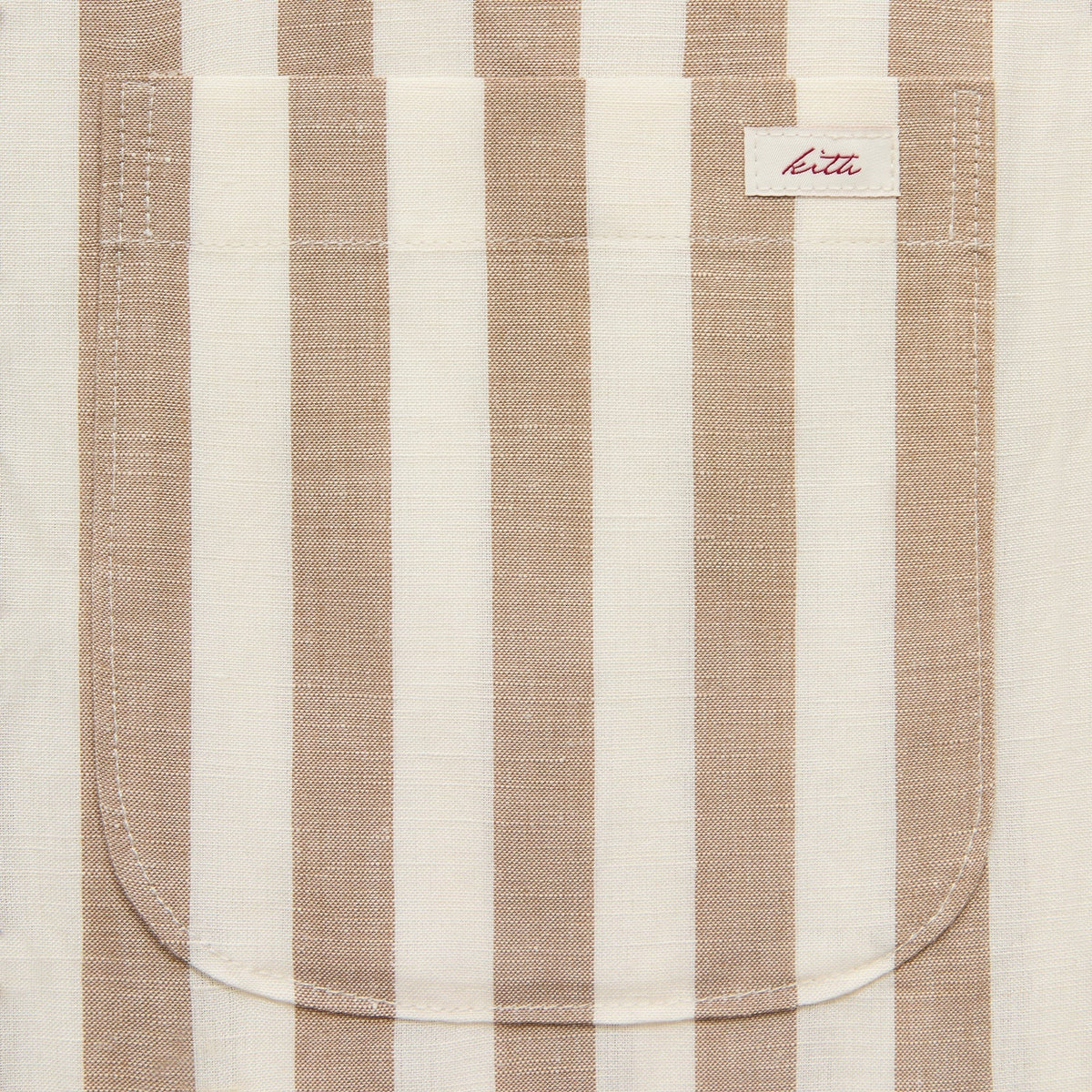 Kith Spun Silk Linen Stripe Paxton Buttondown - Chai