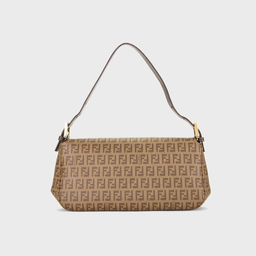 WGACA Fendi Zucchino Spalmati Vitello Forever Baguette Shoulder Bag - Brown