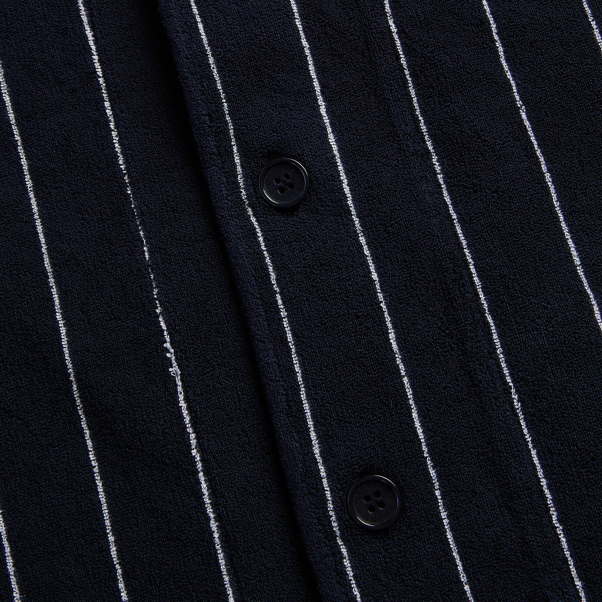 Orlebar Brown Hawkin Towelling Relaxed Fit Stripe Shirt - Night Iris / White Sand