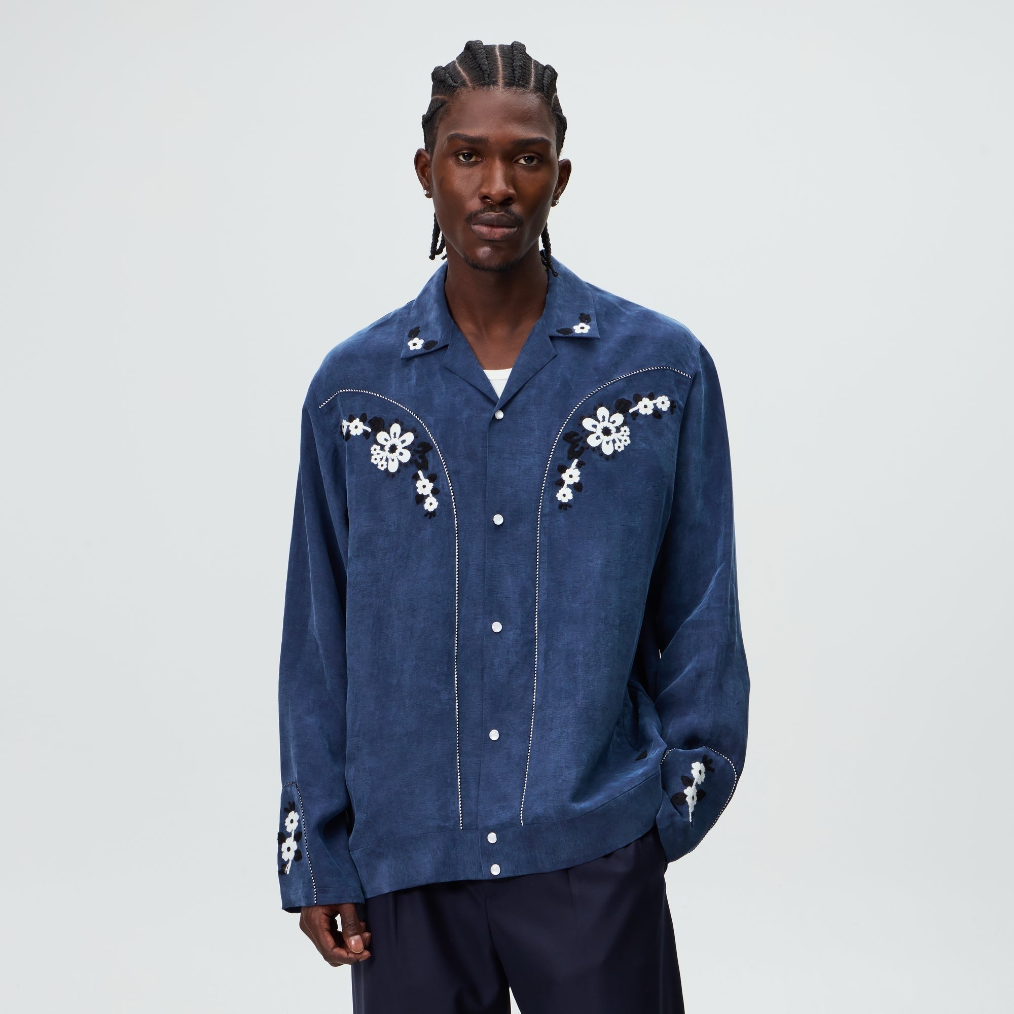 &Kin Cupro Linen Wally Shirt - Nocturnal