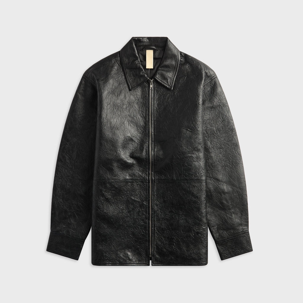Sunflower Crinkle Leather Shirt - Black
