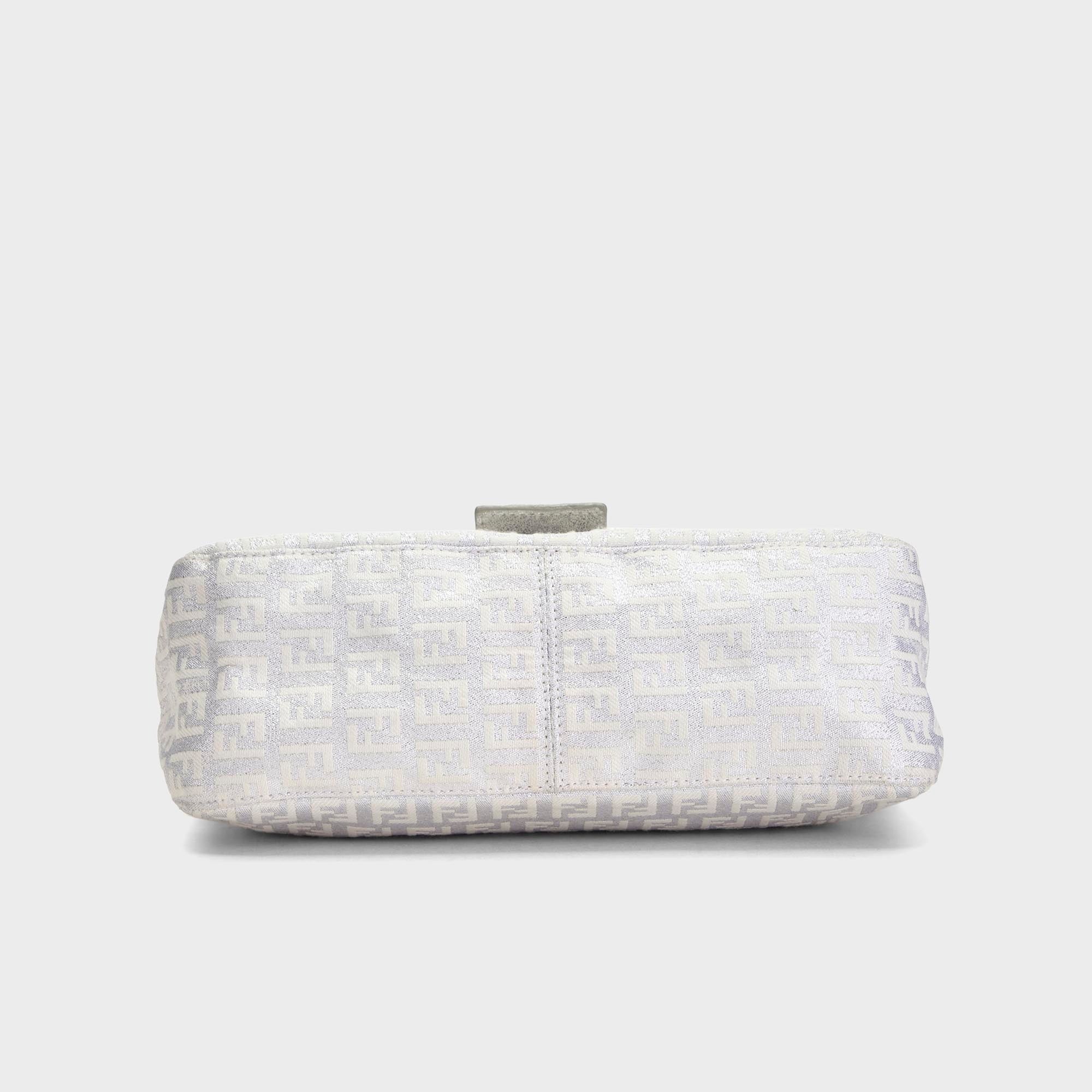 WGACA Fendi Zucchino Canvas Forever Baguette Bag - Silver