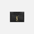 Saint Laurent YSL (172Y) Croc Print Card Holder - Nero