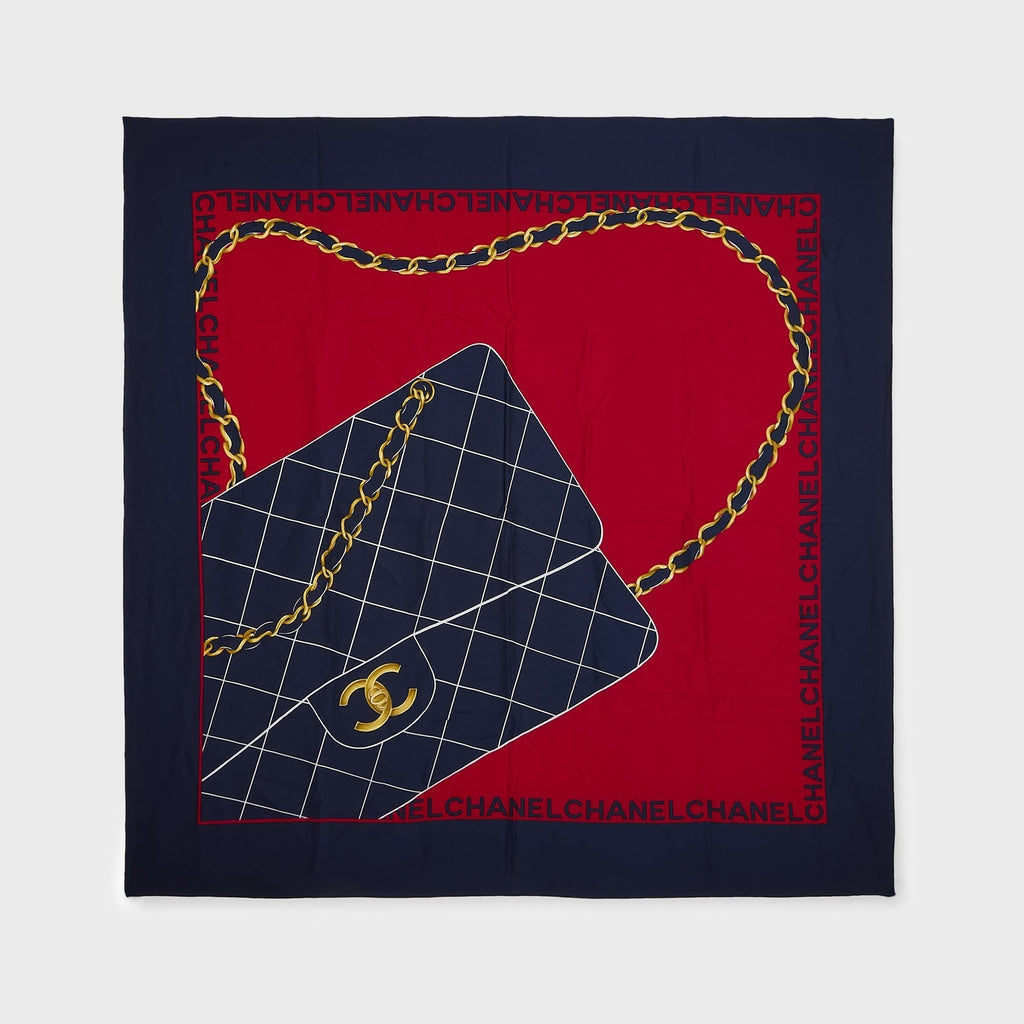 WGACA Chanel Silk Scarf - Navy