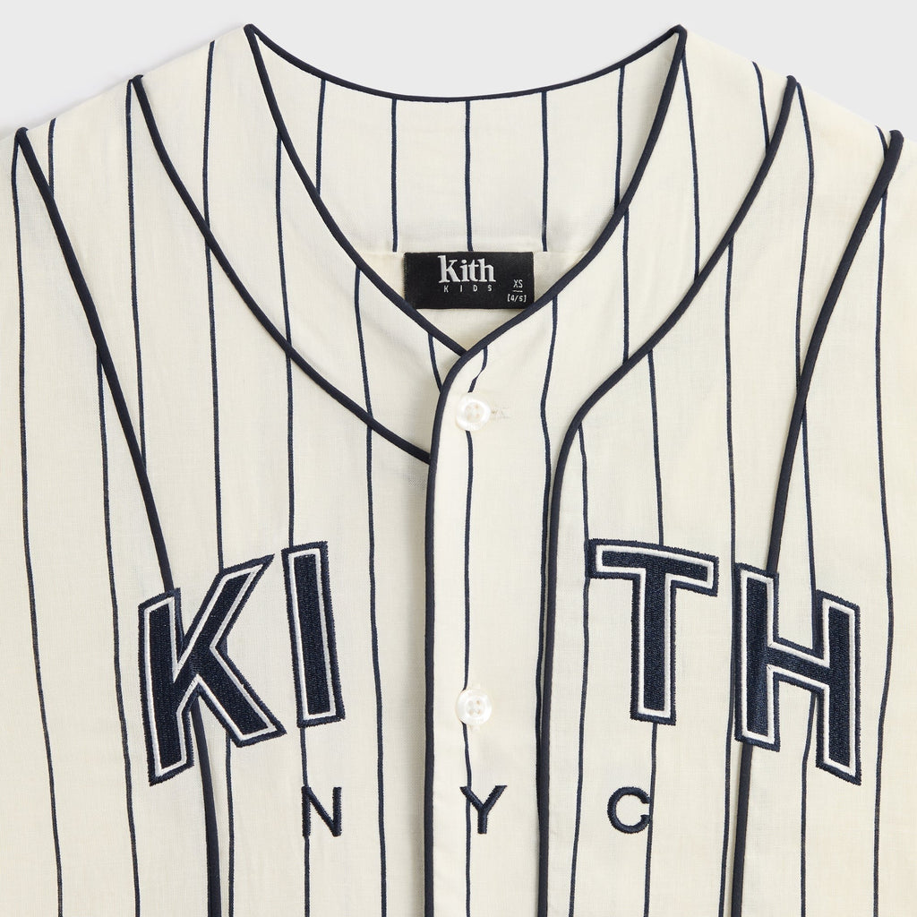 Kith Kids Pinstripe Baseball Shirt - Silk