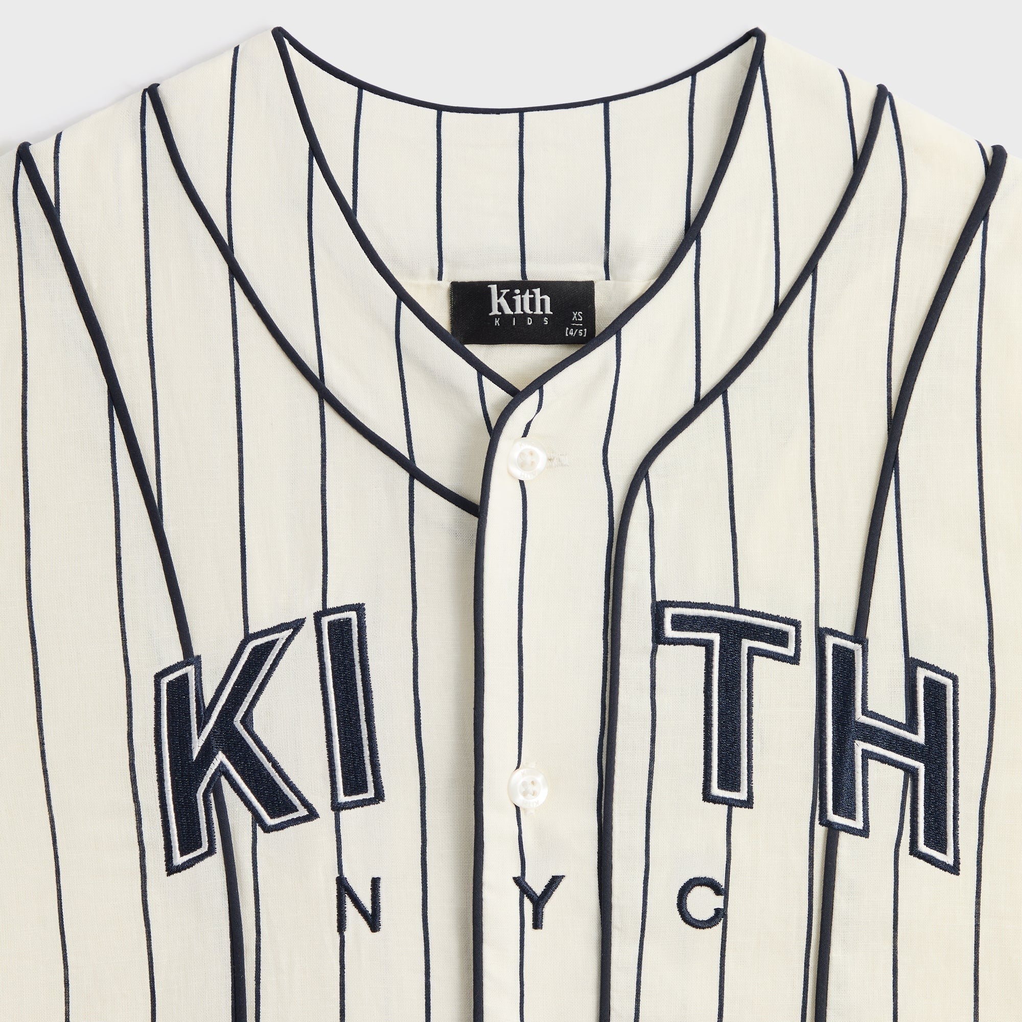 Kith Kids Pinstripe Baseball Shirt - Silk