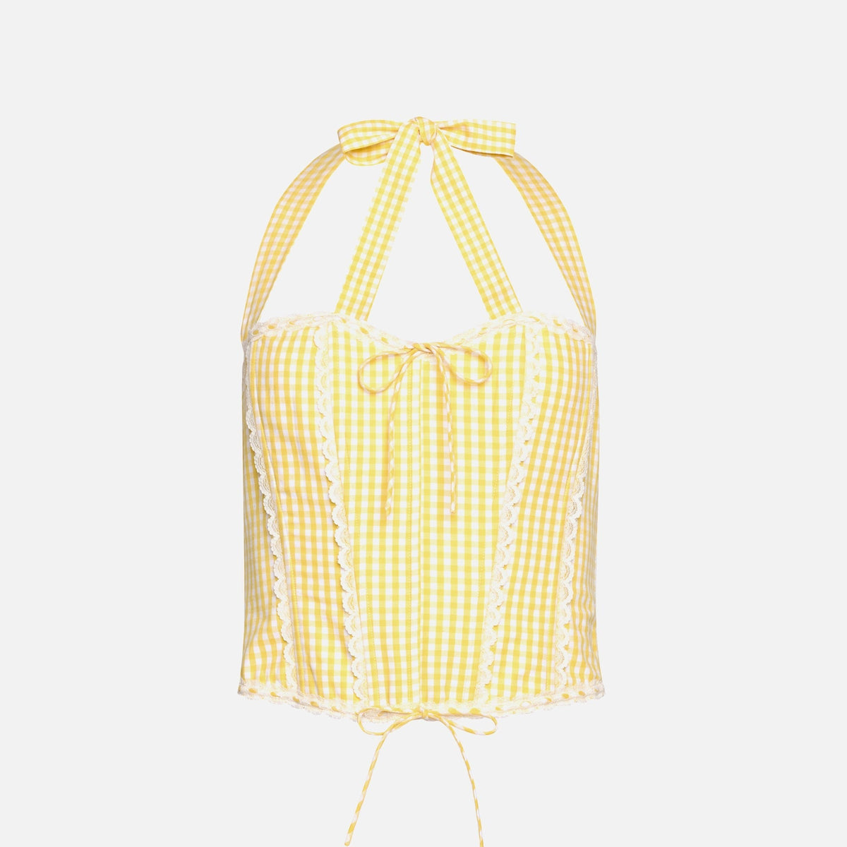 GUIZIO Gingham Lace Corset - Limonchello