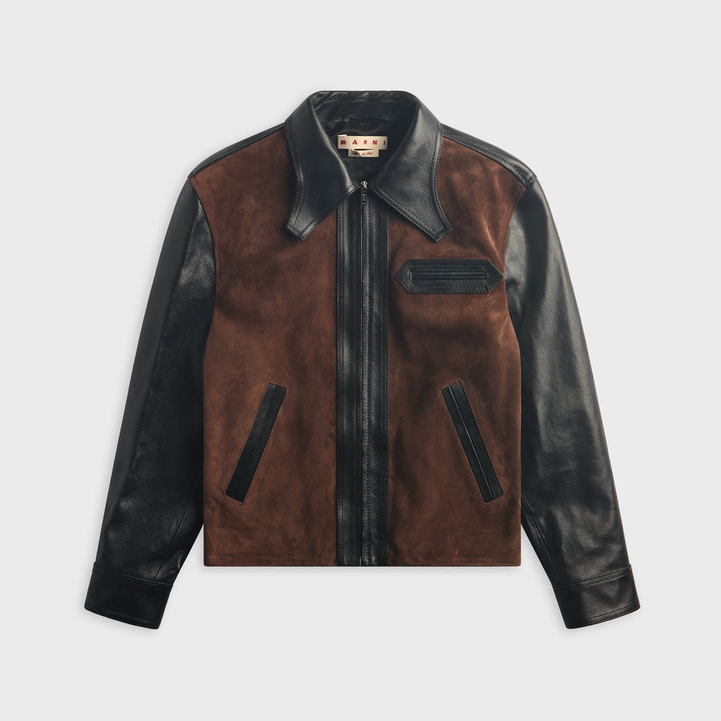 Marni Crust Front Leather Jacket - Black