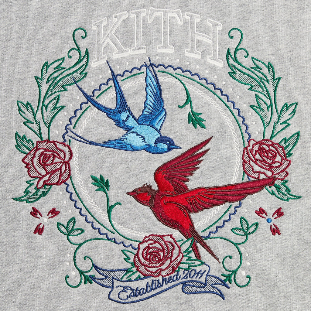 Kith Swallow Emblem Nelson Crewneck - Mid Heather Grey