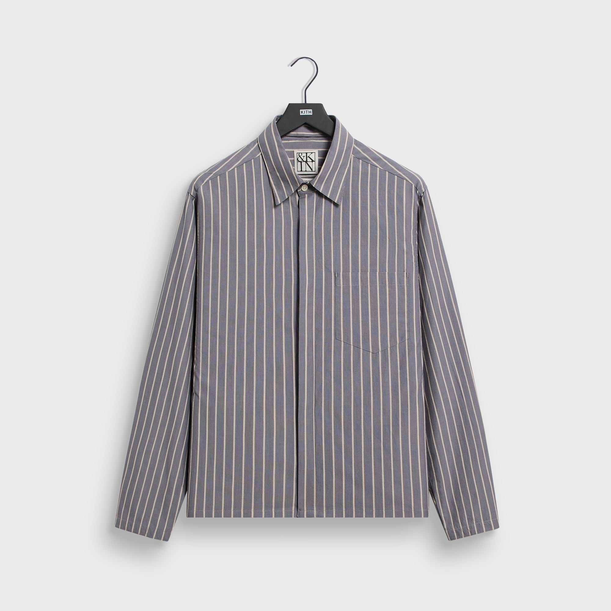 &Kin Striped Poplin Nico Shirt - Chasm