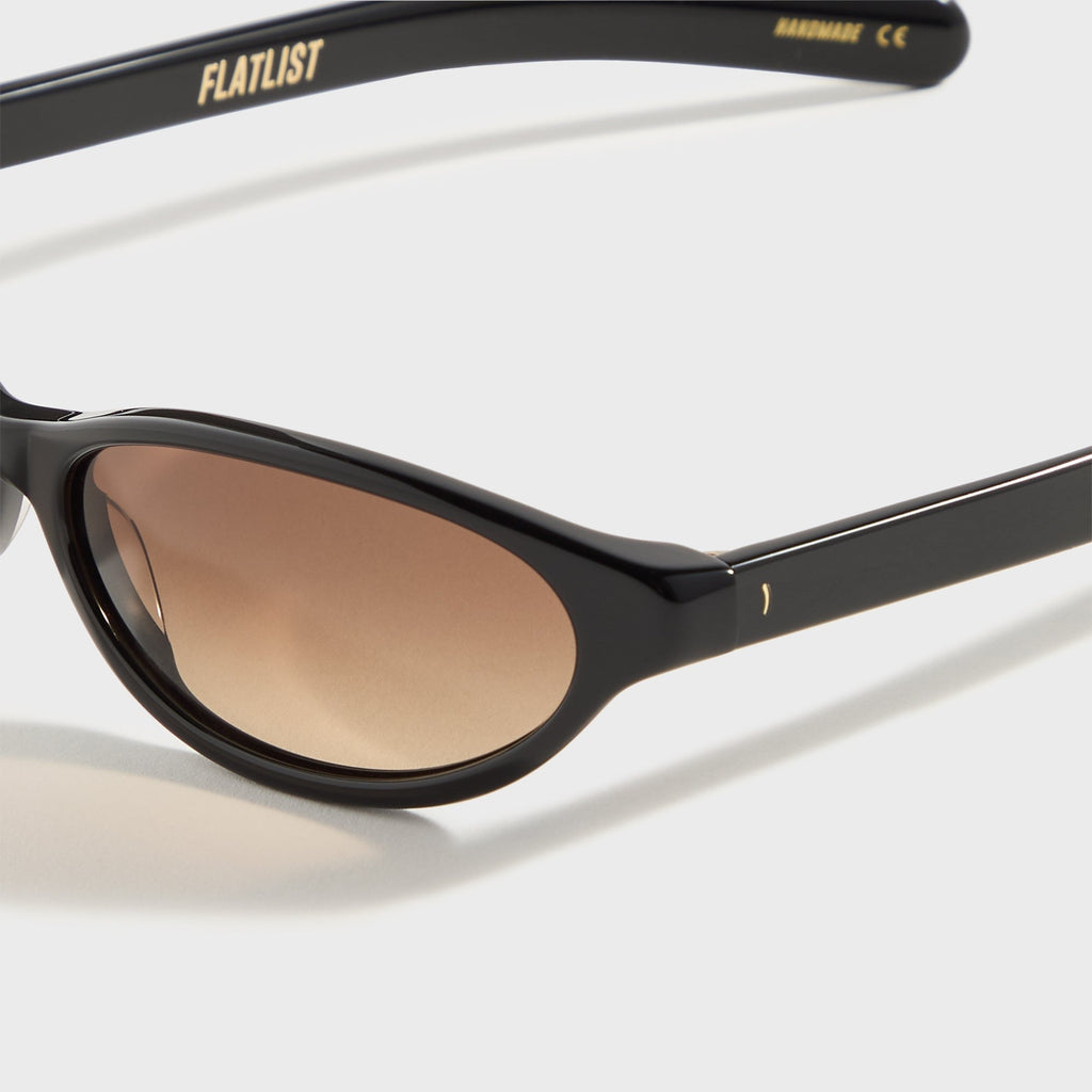 Flatlist Olympia Sunglasses - Solid Black / Brown Gradient Lens