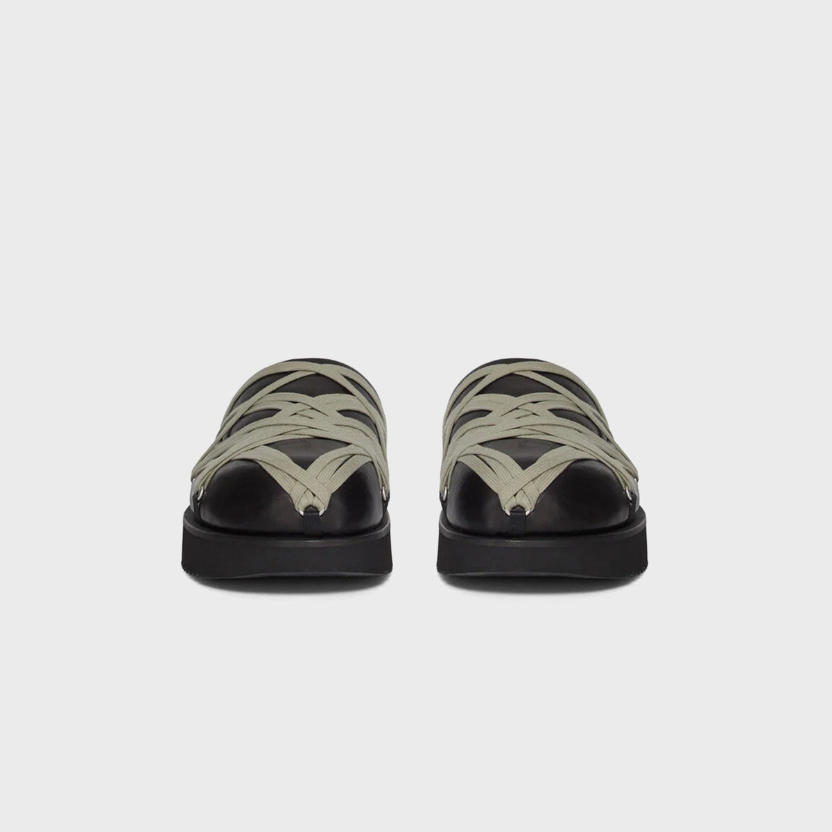 Rick Owens Temple Megalace Slides - Black / Pearl Grey