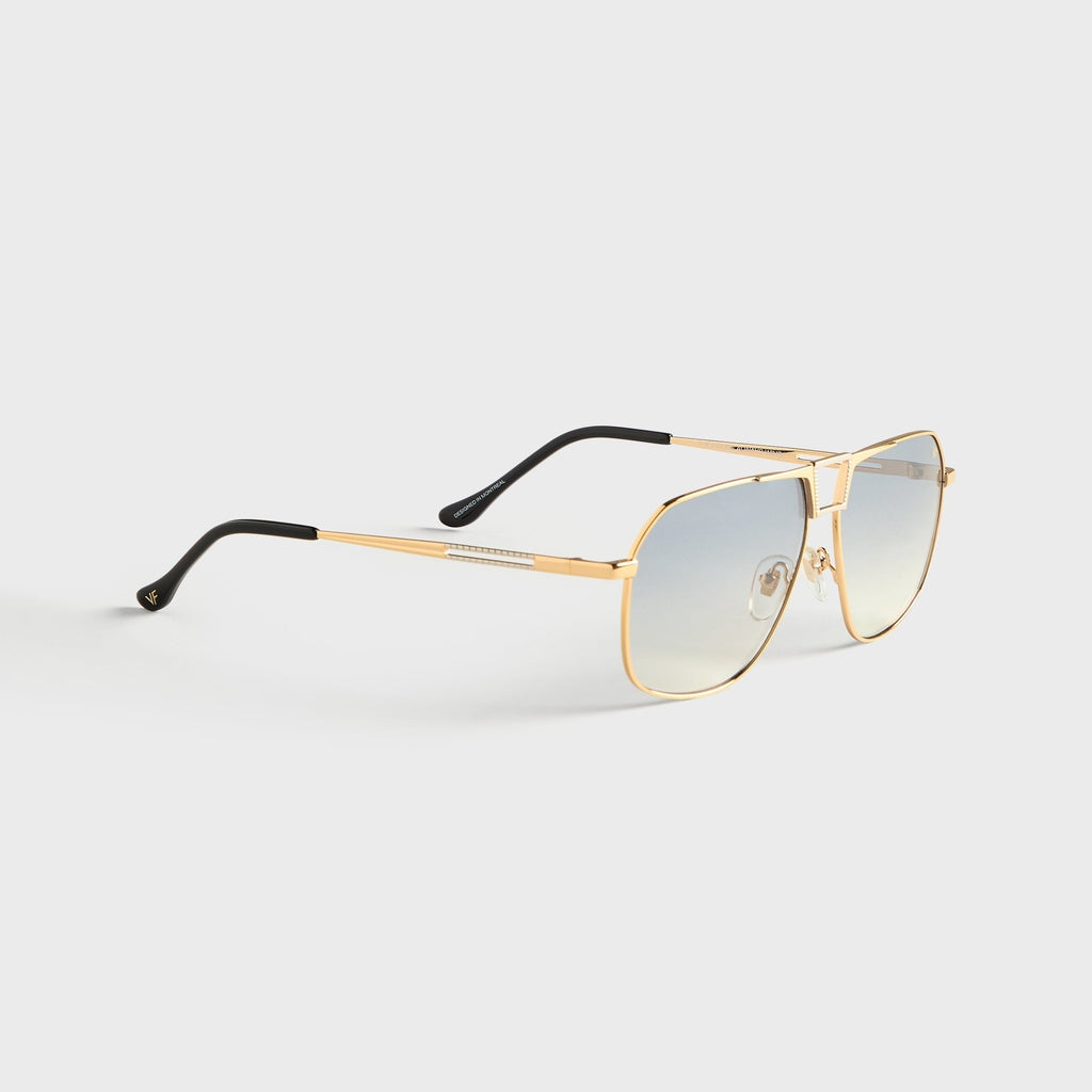 Vintage Frames Bellagio Two-Tone Yellow & White Gold Sunglasses - Asphalt Gradient