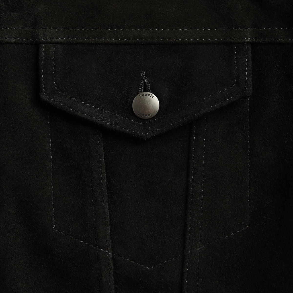 vowels Suede Trucker Jacket - Black
