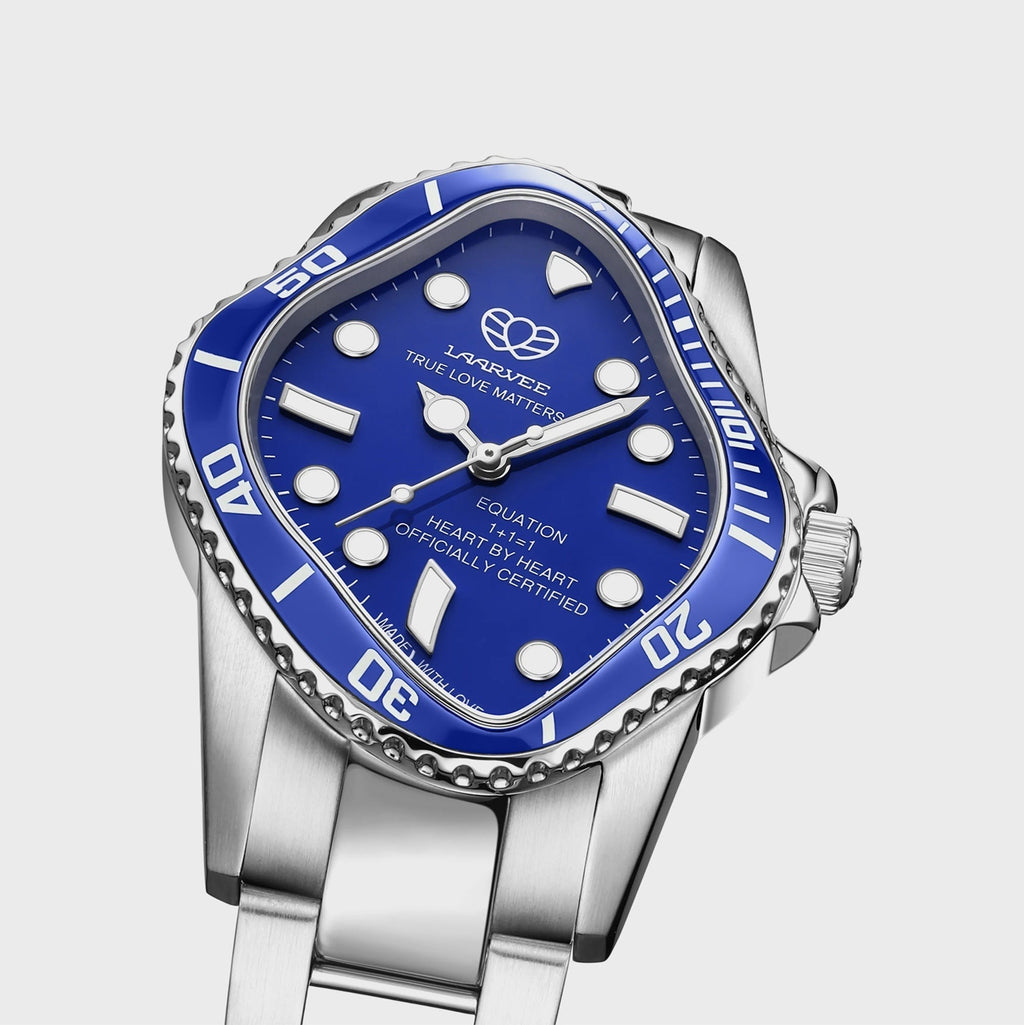 LAARVEE Silver Precision Steel Watch - Blue Ceramic Bezel / Blue Dial