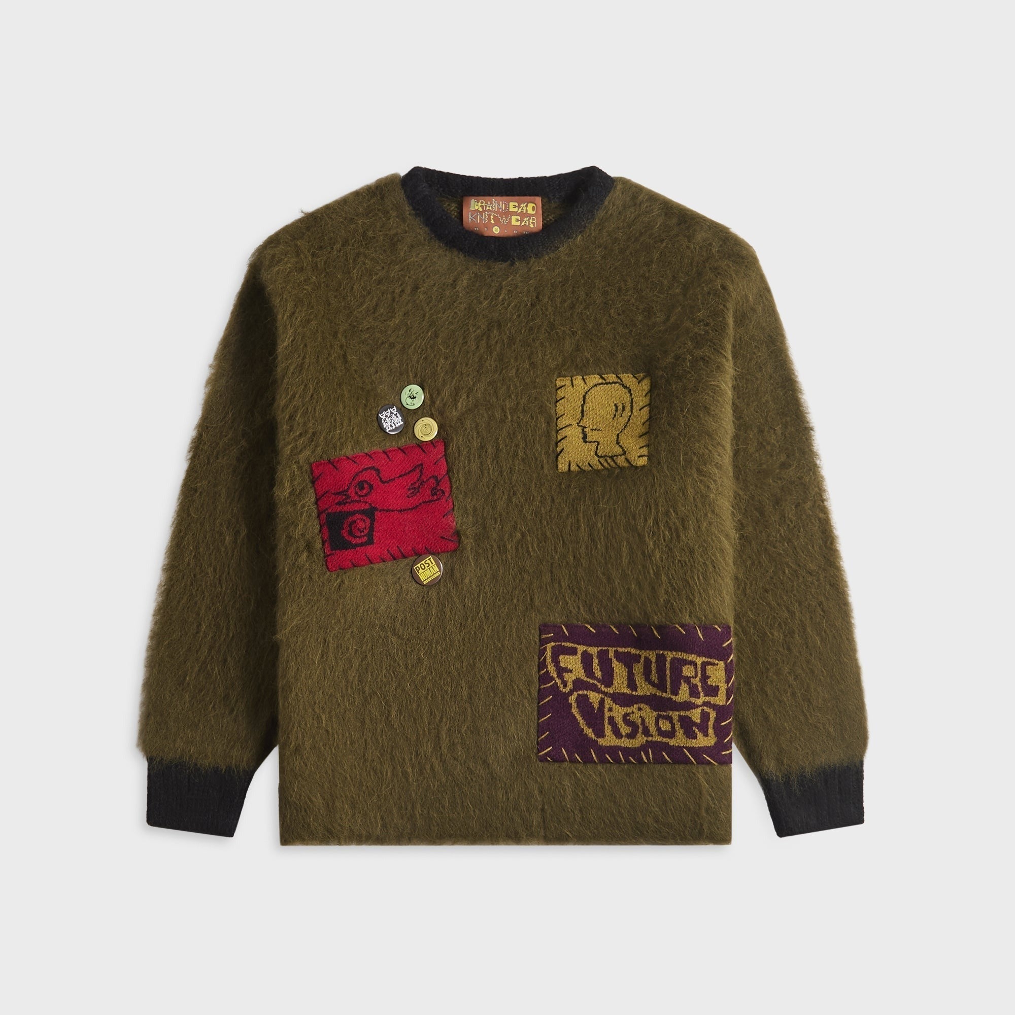 Brain Dead Future Vision Boxy Knit Sweater - Olive