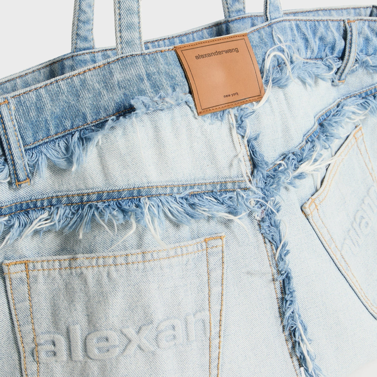 Alexander Wang Punch Denim Fray Tote Bag - Bleach Blue