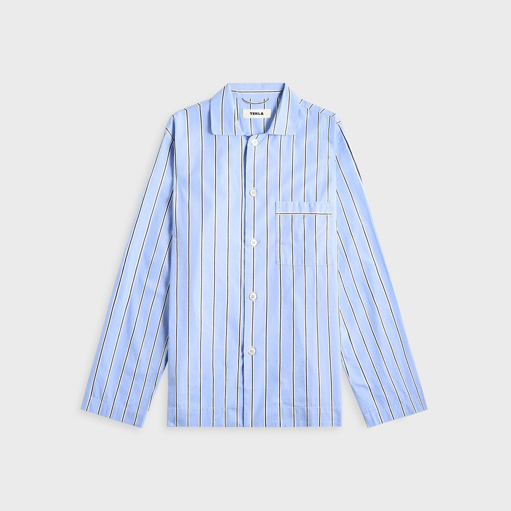 Tekla Cotton Poplin Pyjama Shirt - Bassett Stripes