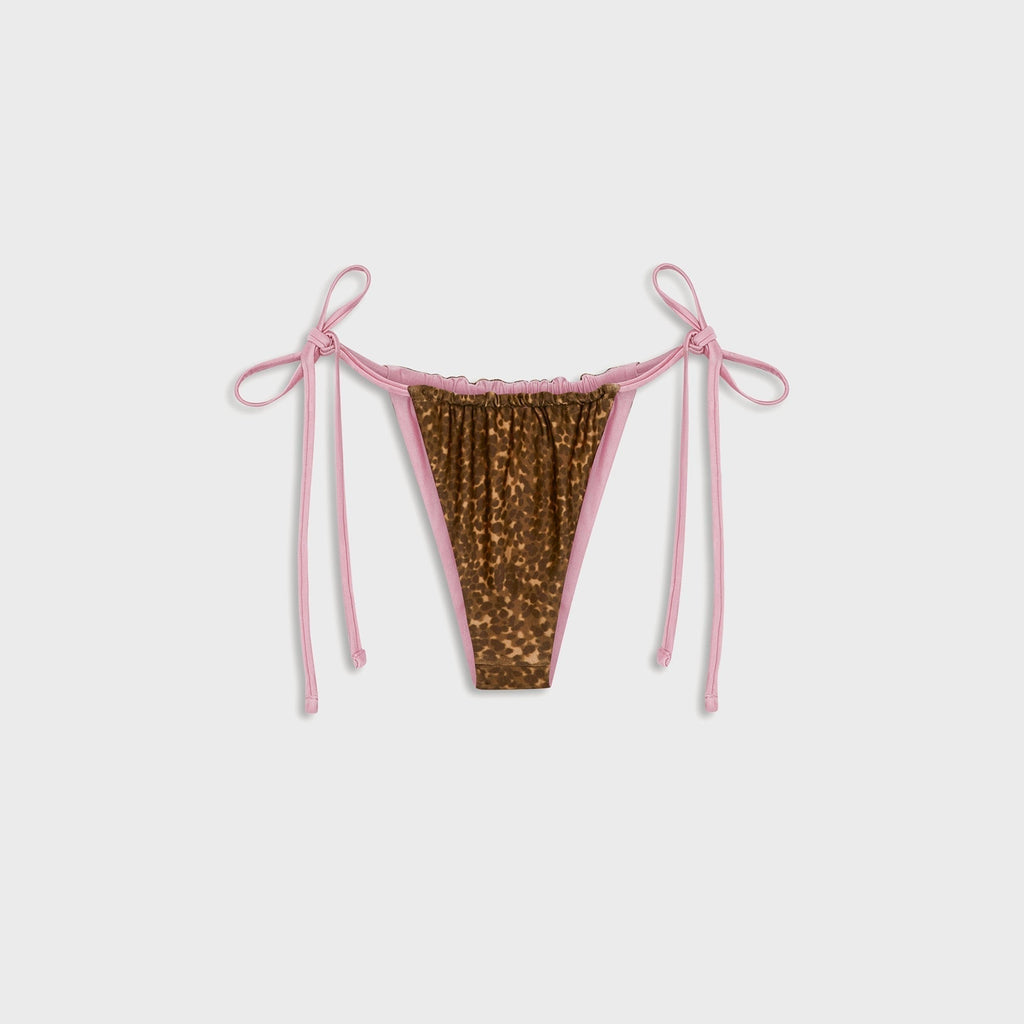 Frankies Bikinis Tia Reversible Satin Bikini Bottom - Vintage Cheetah