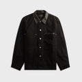 Lemaire Workwear Overshirt With Leather Collar - Black