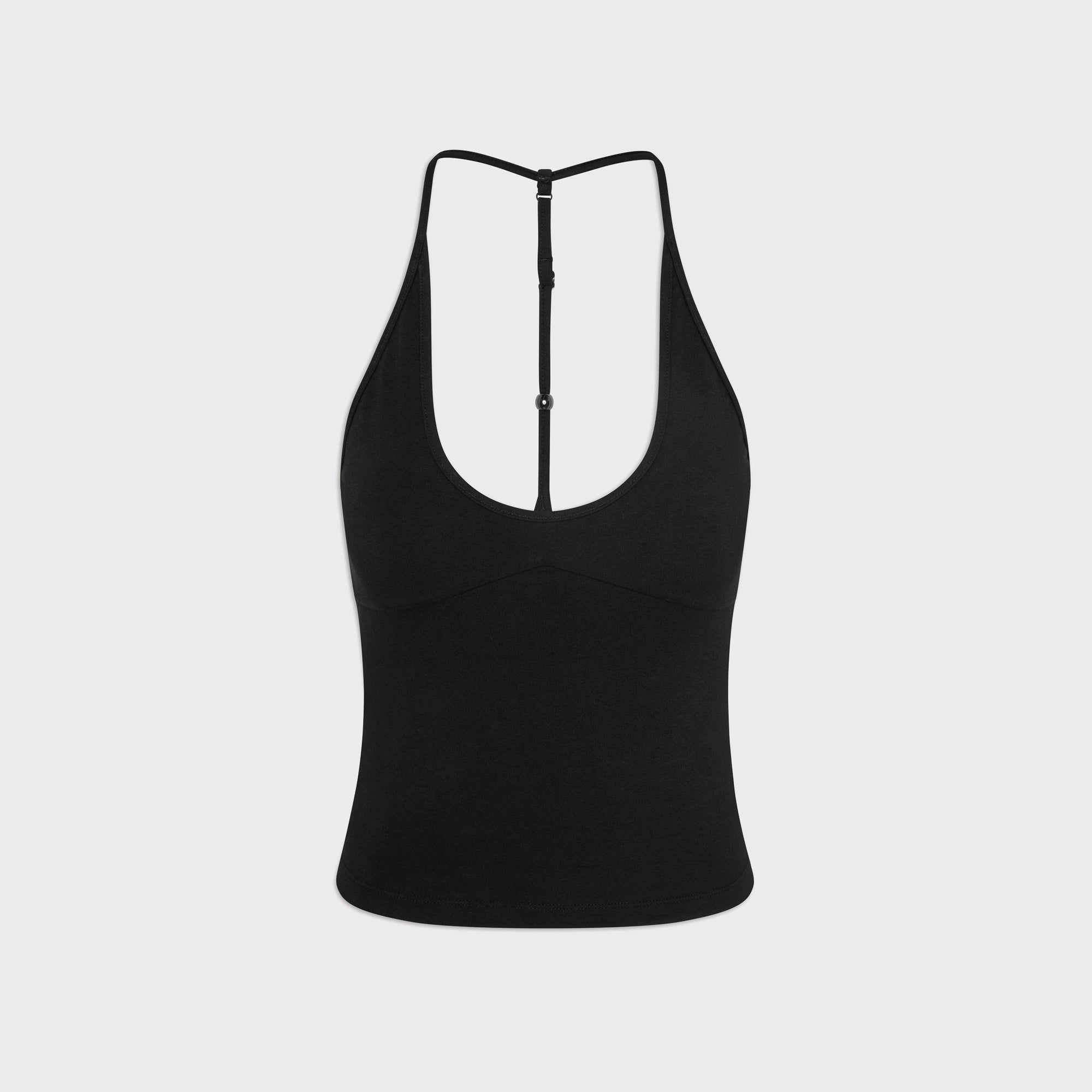 Frankies Bikinis x Jennie Chantal Halter Cotton Jersey Top - Black