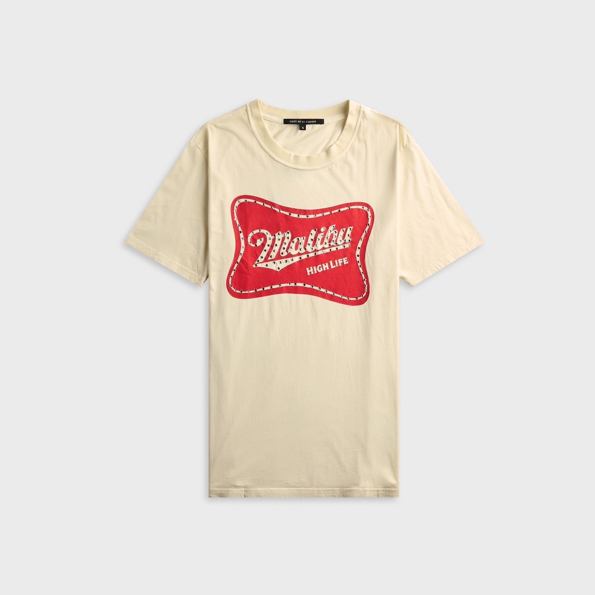 Coût De La Liberté Sammy Malibu Embellished Short Sleeve Tee - Vintage Cream