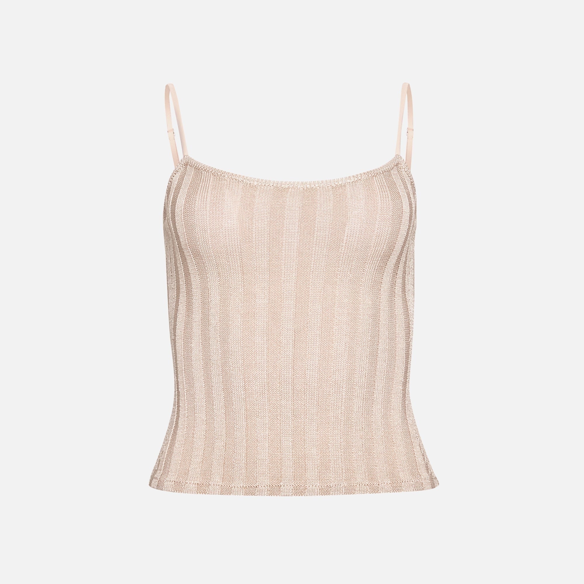 GUIZIO Slinky Rib Knit Tank - Silver