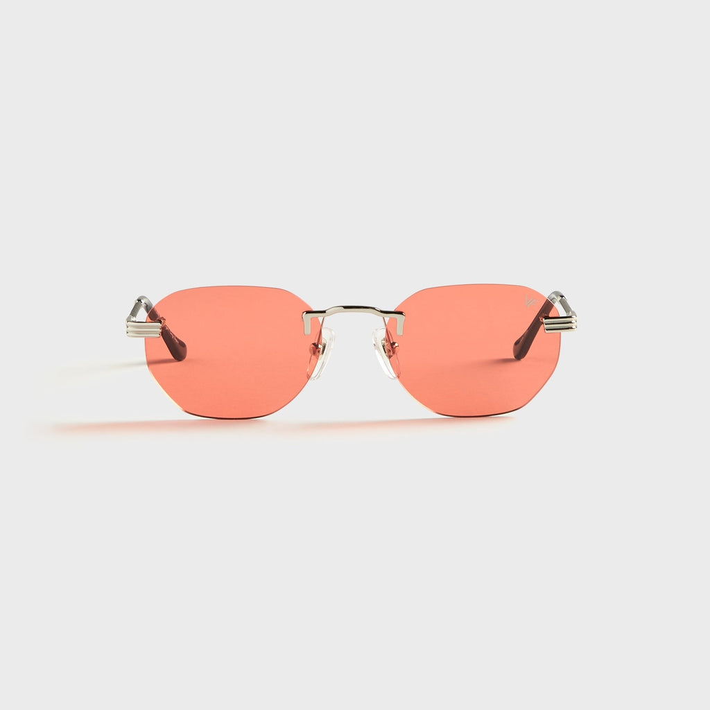 Vintage Frames Detroit Player Rimless Drill Mount 24KT White Gold Sunglasses - Burnt Orange