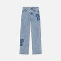 Ganni Patch Denim Izey Pant - Mid Blue Stone