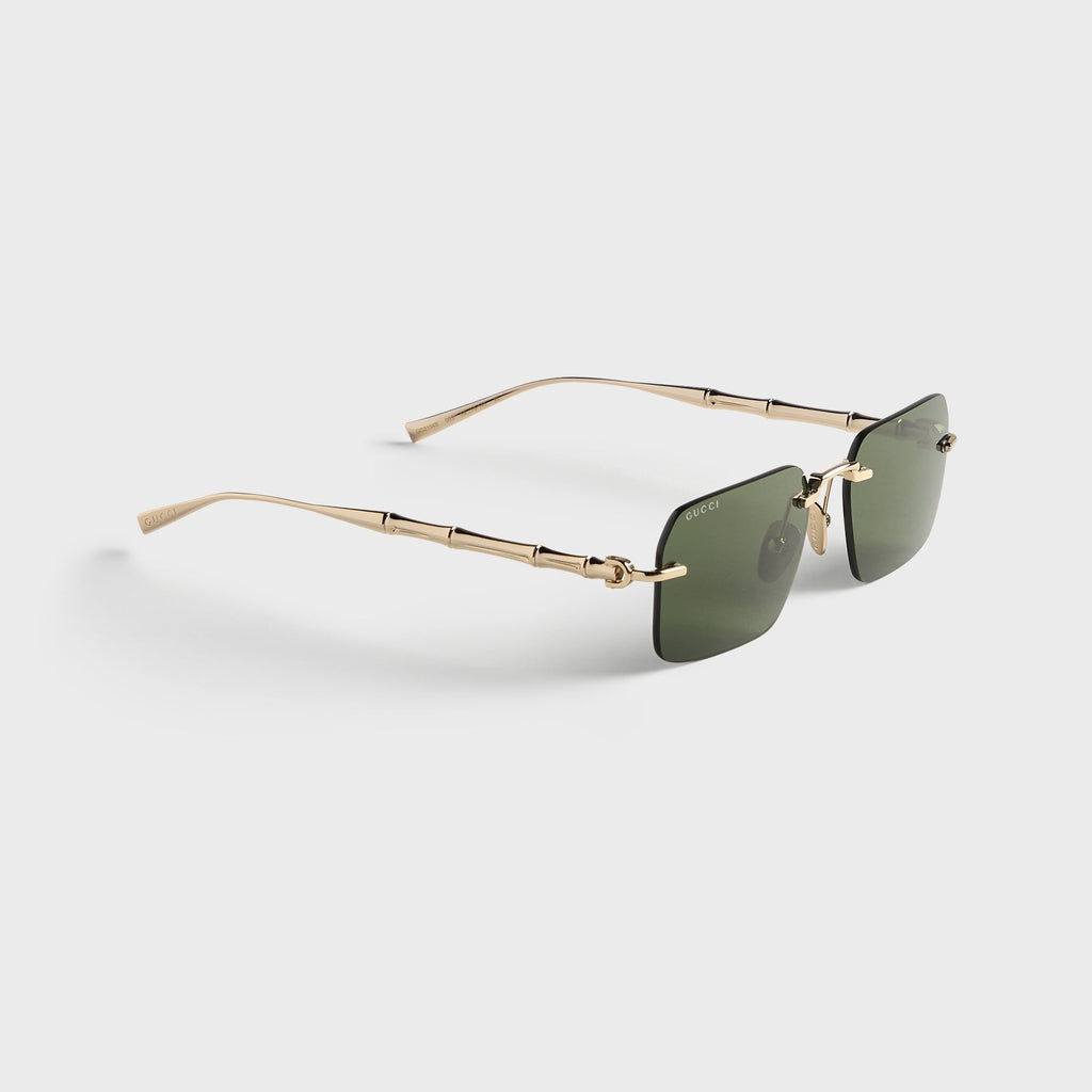 Gucci GG2154S Metal Rectangle Sunglasses - Gold / Green