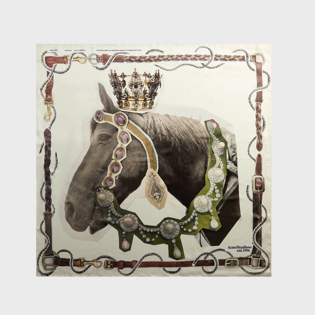 Acne Studios Printed Silk Scarf - Brown / White