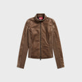 Diesel Rib-knit Inserts Biker Jacket - Brown