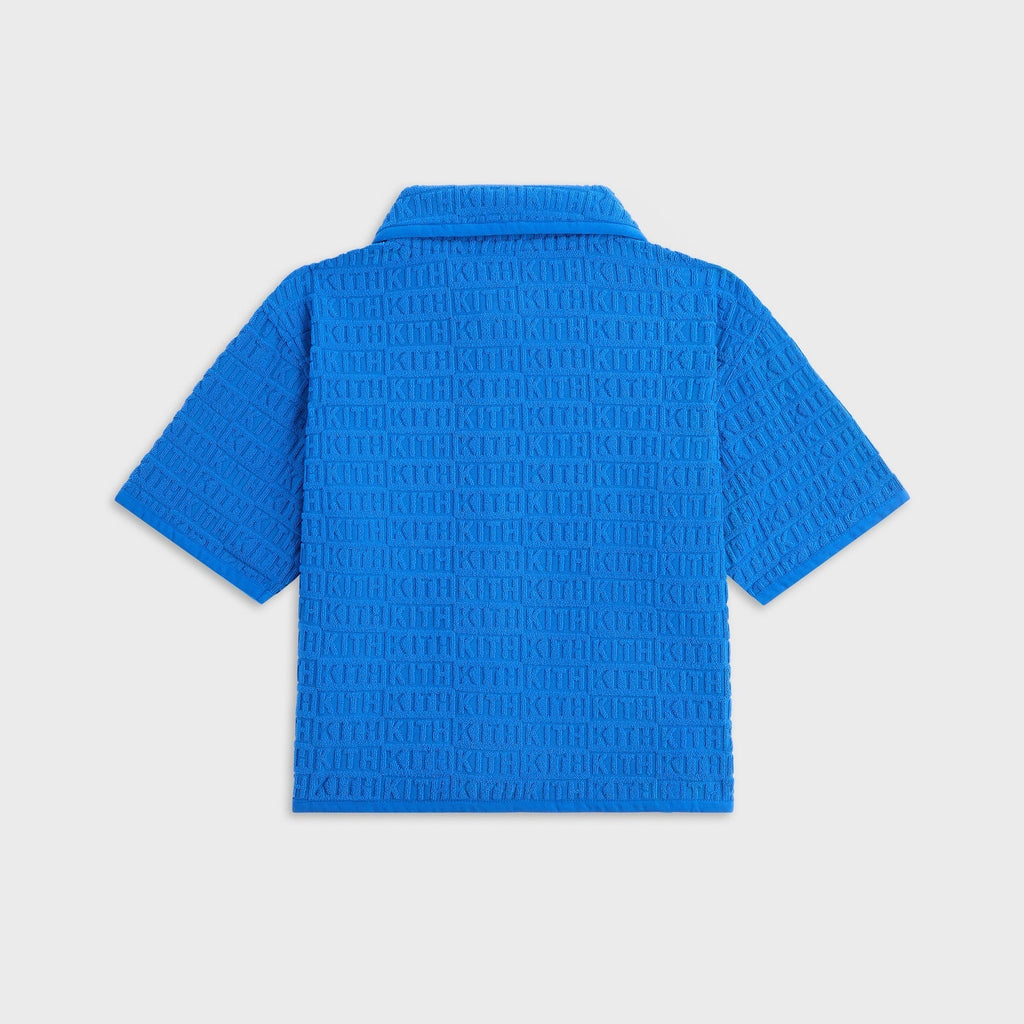 Kith Kids Textured Monogram Zip Front Camp Shirt - Greek