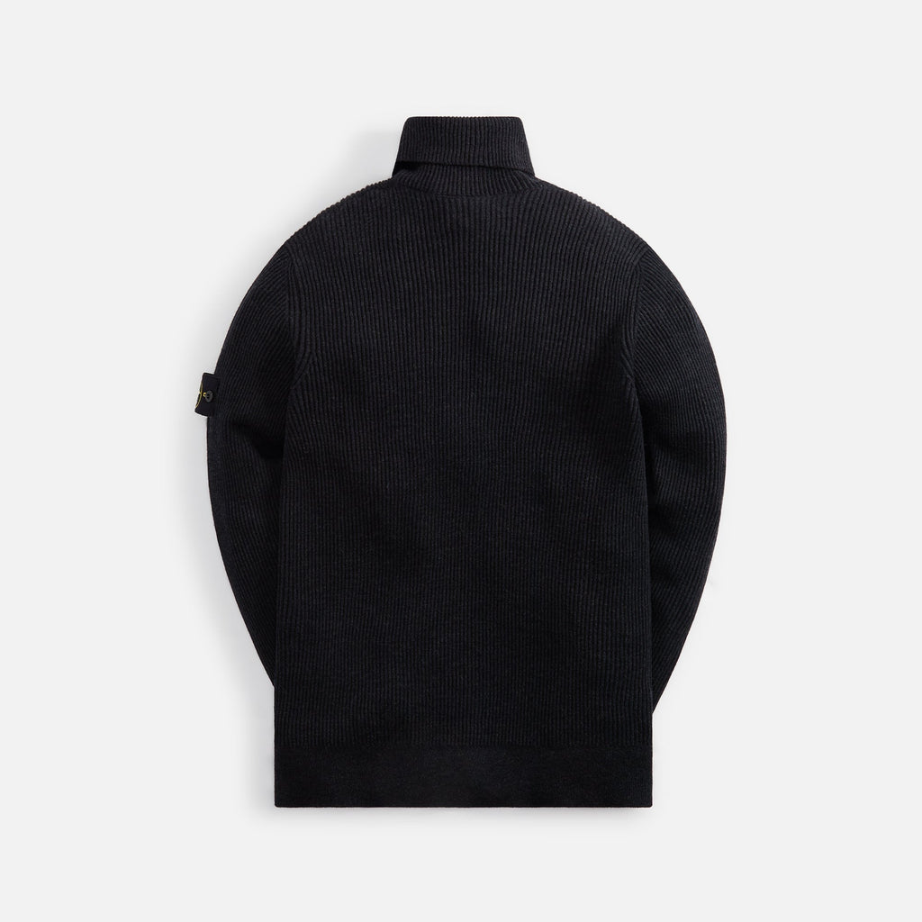 Stone Island Turtleneck Knit Full Rib Wool Melange - Charcoal