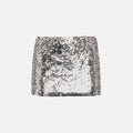 GUIZIO Low Rise Sequin Skirt - Silver