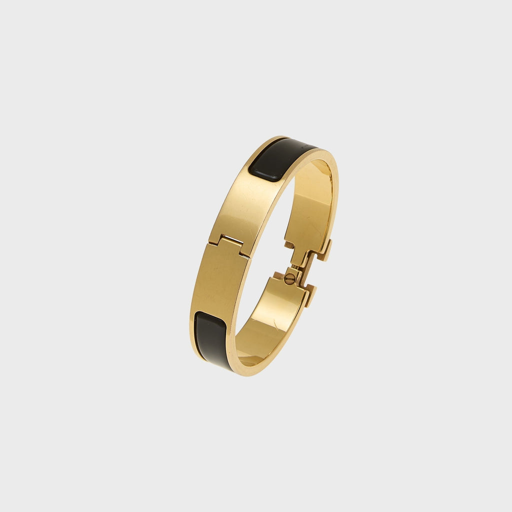 WGACA Hermes Clic H Bracelet Narrow - Black / Gold