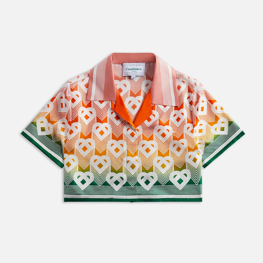 Casablanca Cuban Collar Cropped Shirt - Heart Monogram